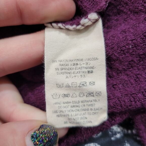 Free People Purple Waffle Knit Casual Comfy Oversized Loose Long Sleeve Tunic - Picture 5 of 5